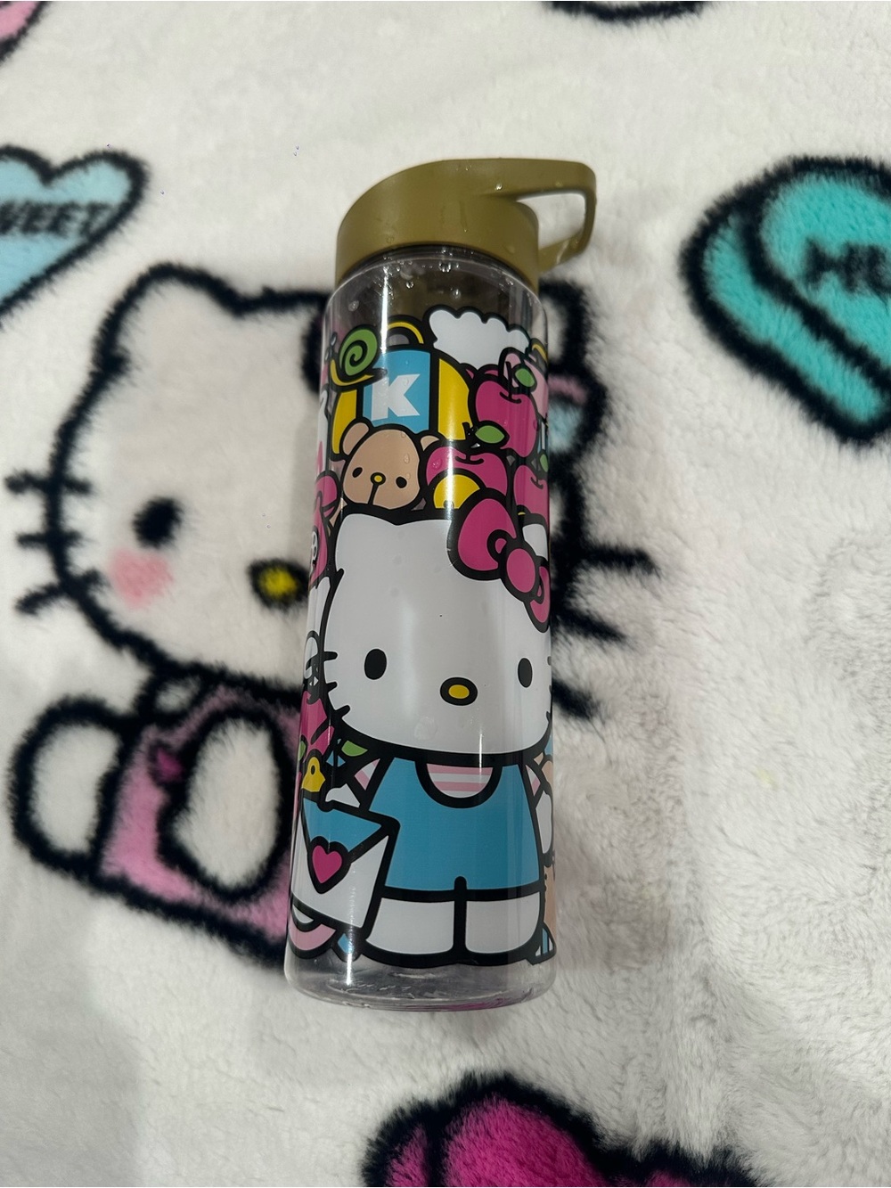 Hello Kitty Pink & Blue Water Bottle with Olive Cap